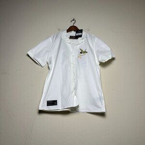 Avirex Short Sleeve Shirt Men L White Button Up Military Tailored Indie w Tags